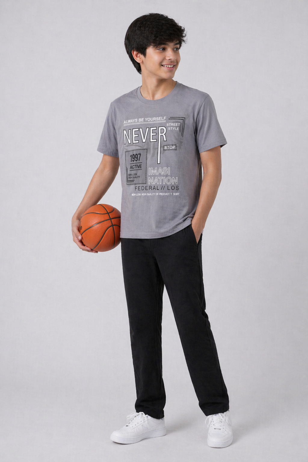 Boys Graphic set- Light Grey