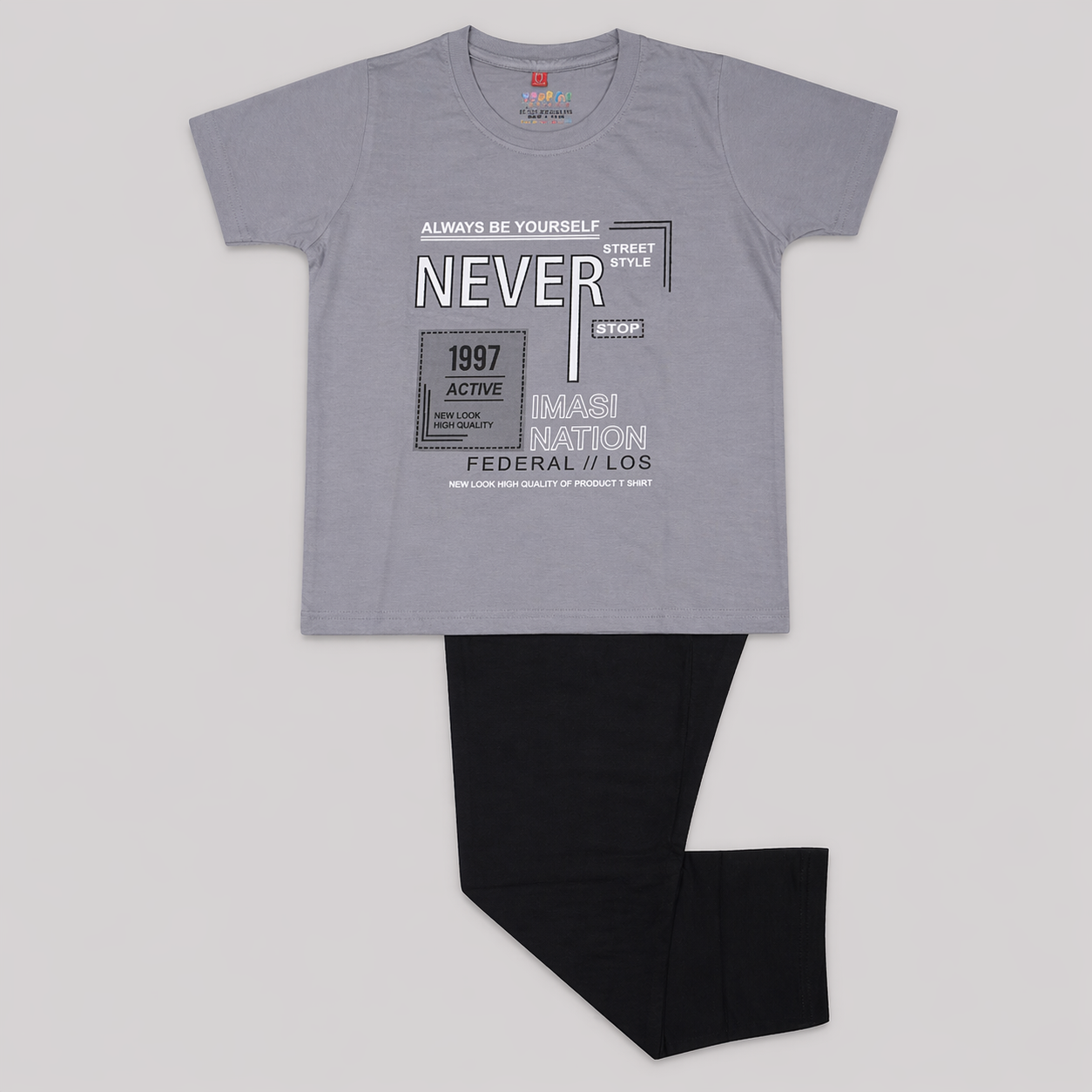 Boys Graphic set- Light Grey