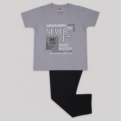 Boys Graphic set- Light Grey