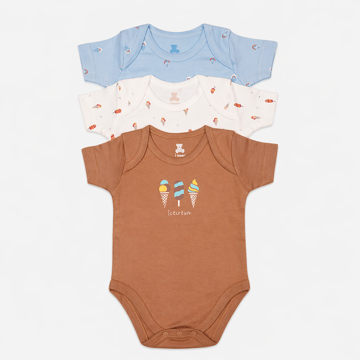 Baby Bodysuit-Pack Of 3Pcs Ice Cream