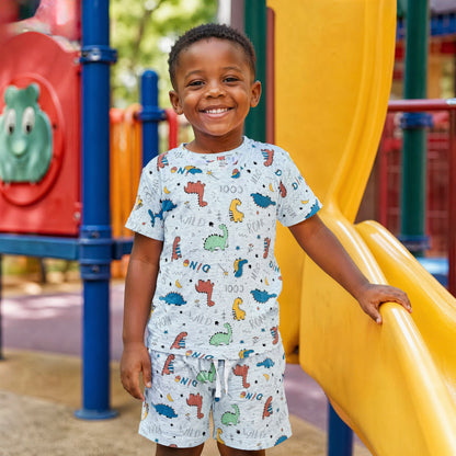 Boys Graphic T-Shirt Short set- Dino Green
