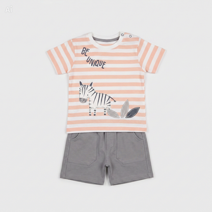 Baby and Toddler short set with Zebra Stripes