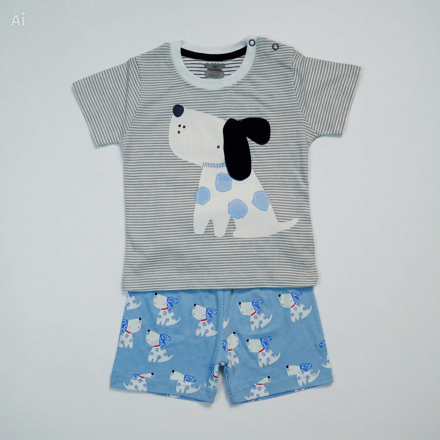 Baby and Toddler Short set With Striped Doggy