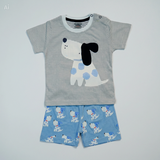 Baby and Toddler Short set With Striped Doggy
