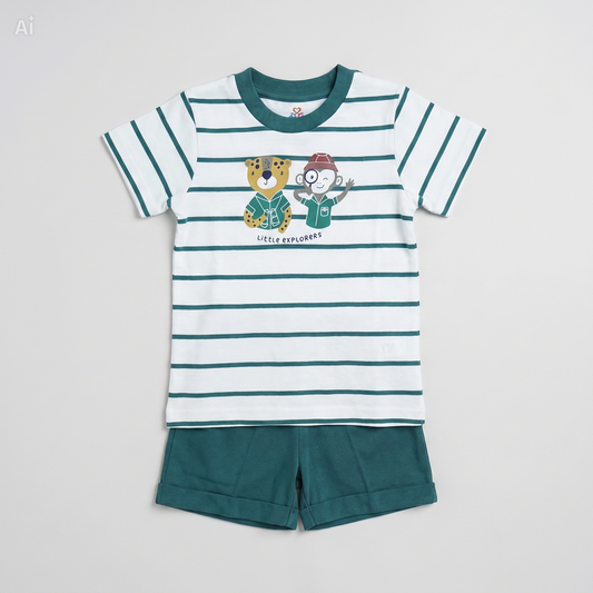 Baby T-Shirt Short Set Teddy Explorers