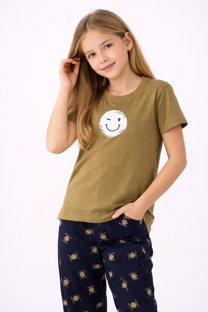 Girls Graphic set- Olive Green