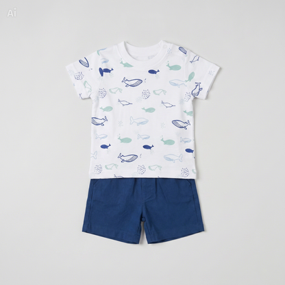 Baby T-Shirt Short Set Camelina Splash