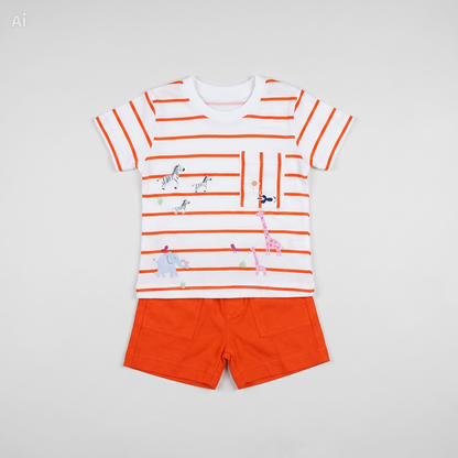 Baby Outfit T-Shirt Short Set Zebra Stripes