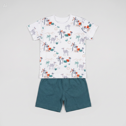 Baby T-Shirt Short Set Camelina Splash