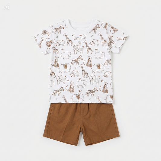 Baby T-Shirt Short Set Camelina Splash