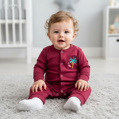 Baby Bodysuit-Pack Of 3Pcs Flamingo Party